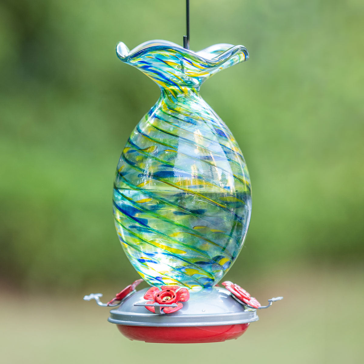 Muse Garden Pretty Blown Glass Mermaid Shape Hummingbird Feeder, Beach ...